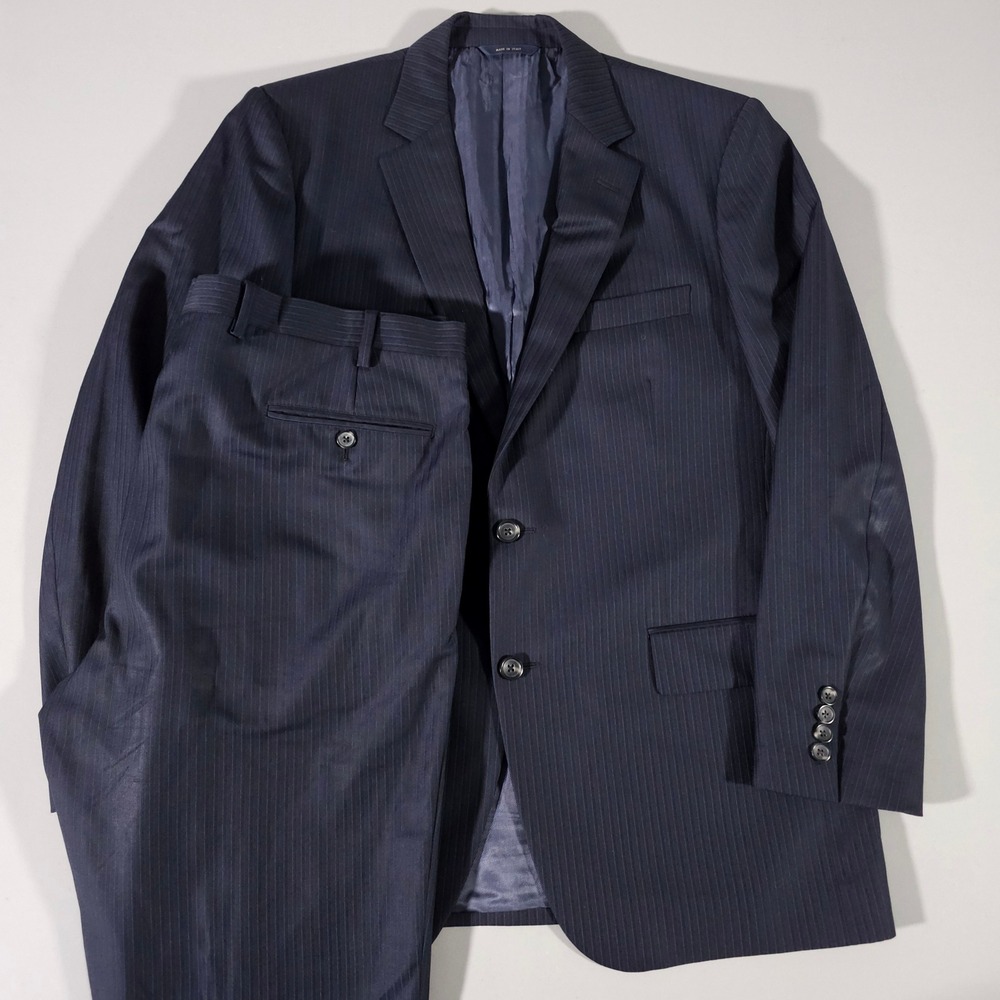 Brooks Brothers Suit Mens 42R W36 Navy Blue Pinstripe Vitale Barberis Canonico